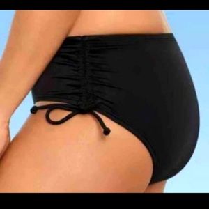 New Beach Betty Womens Large Bikini Bottom Slimming Control Side Tie Ruched Blac